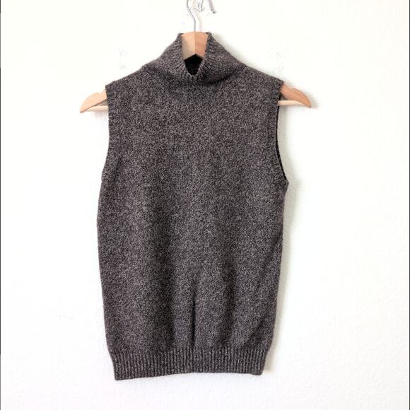 Ellen Tracy 100% Cashmere Brown Sweater Sleeveless Womens Small Minimal Natural - Picture 5 of 6